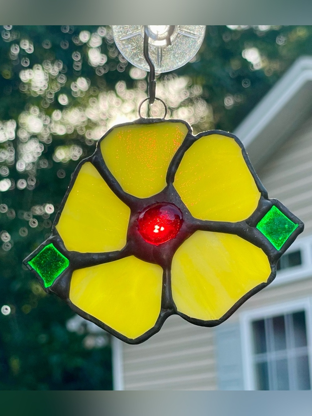 Yellow Flower Stained Glass Suncatcher